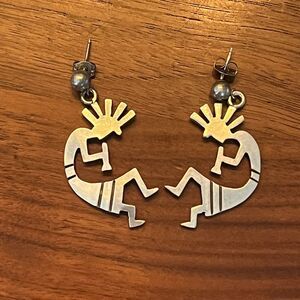 Sterling Silver Kokopelli Earrings Native American‎ Southwestern Spirit Of Music